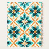 Blauwgroen en Tangerine Mid-Century Floral Planner (Achterkant)