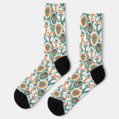 Blauwgroen en Terracotta Hipster Goats Socks Sokken (Links)