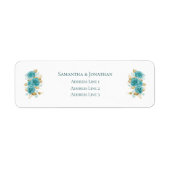 Blauwgroen en Turkooise Roos Elegant Wedding Label (Voorkant)