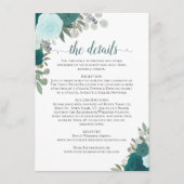 Blauwgroen en Turkooise Rozen Rustic Wedding Detai Informatiekaartje (Voorkant)