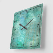 Blauwgroen en Turquoise Beauful Patterned Clock Vierkante Klok (Hoek)