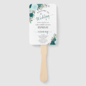Blauwgroen en Turquoise Elegant Floral Wedding Pro Handwaaier (Voorkant)