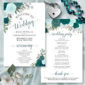 Blauwgroen en Turquoise Floral Budget Wedding Prog