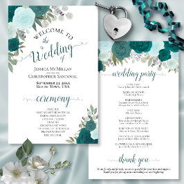 Blauwgroen en Turquoise Floral Budget Wedding Prog