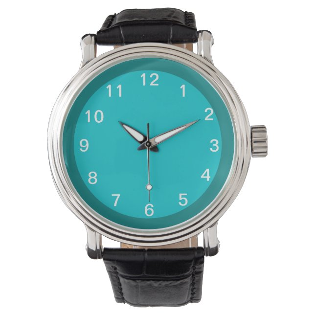 Blauwgroen en Turquoise Horloge (Voorkant)