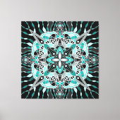 Blauwgroen en Turquoise Mandala Abstracte bemiddel Canvas Afdruk (Voorkant)