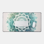 Blauwgroen en Turquoise Mandala Bureaumat (Keyboard & Muis)
