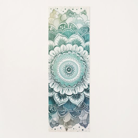 Blauwgroen en Turquoise Mandala Yogamat (Voorkant)