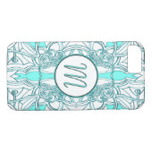 Blauwgroen en Turquoise Monogrammed Case-Mate iPhone Case (Achterkant (Horizontaal))
