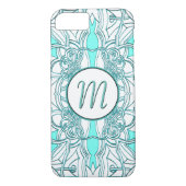 Blauwgroen en Turquoise Monogrammed Case-Mate iPhone Case (Achterkant)