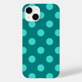 Blauwgroen en Turquoise Polka Dots Case-Mate iPhone Case (Achterkant)