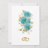 Blauwgroen en Turquoise Roos Elegant Wedding Invit Kaart (Achterkant)