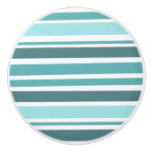 Blauwgroen en turquoise Stripes Keramische Knop (Voorkant)
