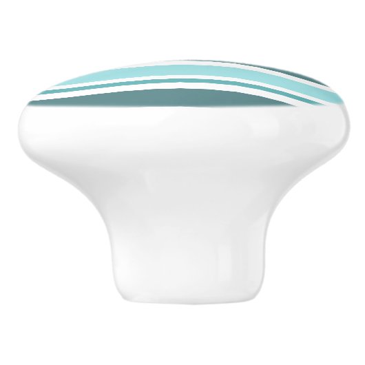 Blauwgroen en turquoise Stripes Keramische Knop (Zijkant)