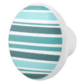 Blauwgroen en turquoise Stripes Keramische Knop (Rechts)