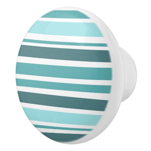 Blauwgroen en turquoise Stripes Keramische Knop (Rechts)