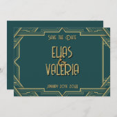 Blauwgroen en Tuxedos Bewaar de datum Save The Date (Voorkant / Achterkant)