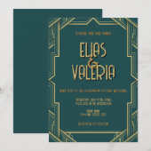 Blauwgroen en Tuxedos huwelijksuitnodiging Kaart (Voorkant / Achterkant)