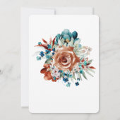 Blauwgroen en verbrande Oranje bruiloft Save the D Kaart (Achterkant)