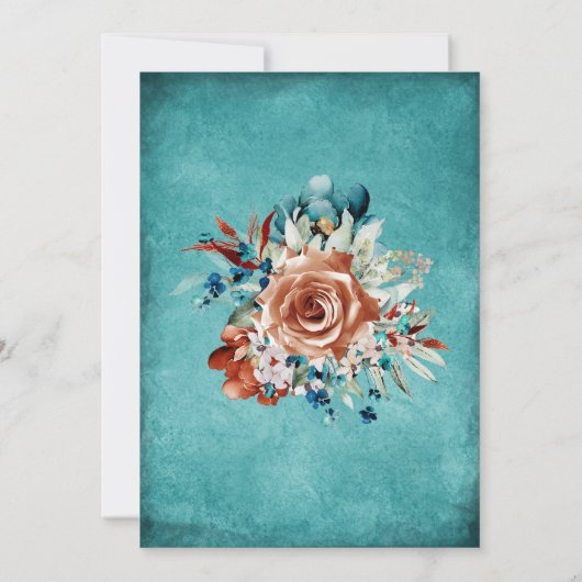 Blauwgroen en verbrande Oranje gouden bruiloft Sja Kaart (Achterkant)