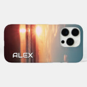 Blauwgroen en verbrande Oranje zonsopgang boven de Case-Mate iPhone Case (Achterkant (horizontaal))