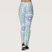 Blauwgroen en violet mandala patroon leggings (Achterkant)