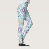 Blauwgroen en violet mandala patroon leggings (Rechts)
