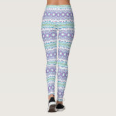 Blauwgroen en violet mandala patroon leggings (Achterkant)