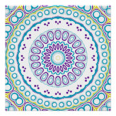 Blauwgroen en violet mandala patroon perfect poster (Voorkant)