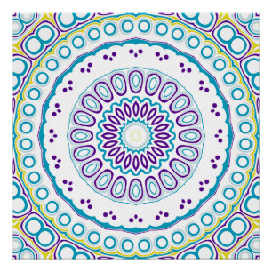 Blauwgroen en violet mandala patroon perfect poster
