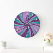 Blauwgroen en Violet Swirl Music Clef Wall Clock Grote Klok (Huis)