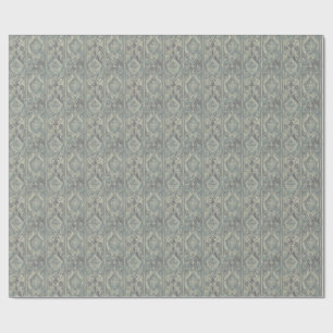 Blauwgroen en Warm Beige Damask Cadeaupapier