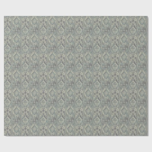 Blauwgroen en Warm Beige Damask Cadeaupapier (Vlak)