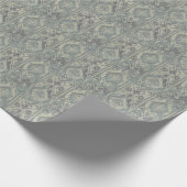 Blauwgroen en Warm Beige Damask Cadeaupapier (Hoek)