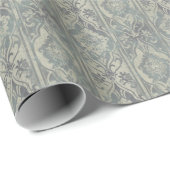 Blauwgroen en Warm Beige Damask Cadeaupapier (Rol Hoek)