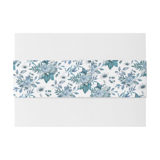 Blauwgroen en waterblauw initialen bruiloft uitnodigingen wikkel (Achterkant Voorbeeld)