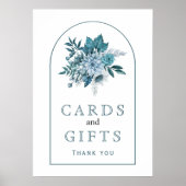 Blauwgroen en waterblauwe bloemen en naaldhout poster (Voorkant)