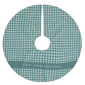 Blauwgroen en White Gingham Pset Persoonlijk Kerstboom Rok (Voorkant)