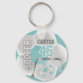 Blauwgroen en wit aanpassen Voetbal ⚽ 💖 Sleutelhanger (Achterkant)