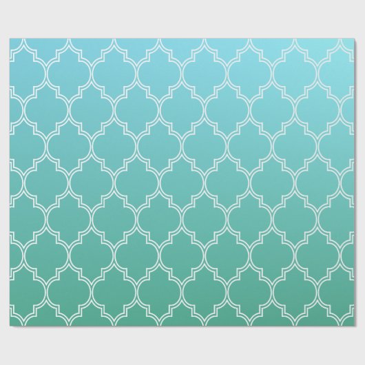 Blauwgroen en wit Abstract geometrisch patroon Cadeaupapier (Vlak)
