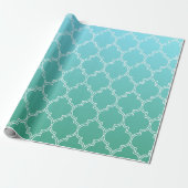 Blauwgroen en wit Abstract geometrisch patroon Cadeaupapier (Uitgerold)