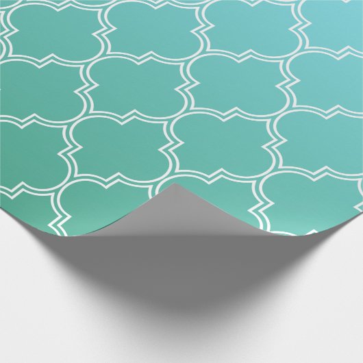 Blauwgroen en wit Abstract geometrisch patroon Cadeaupapier (Hoek)