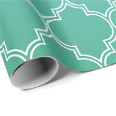 Blauwgroen en wit Abstract geometrisch patroon Cadeaupapier (Rol Hoek)