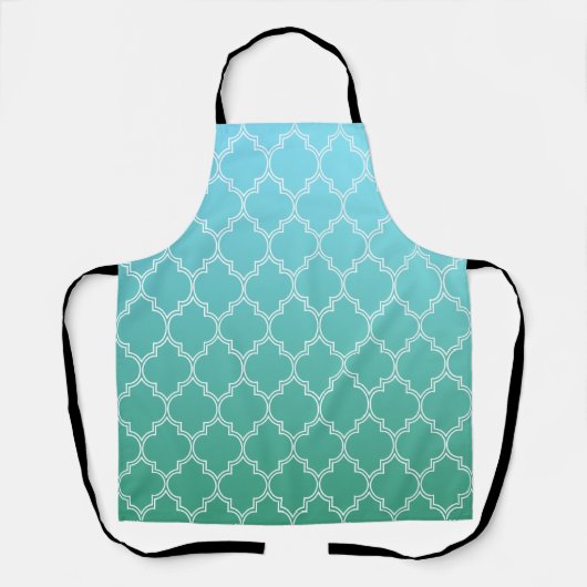Blauwgroen en wit Abstract geometrisch patroon Schort (Voorkant)