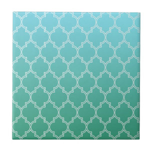 Blauwgroen en wit Abstract geometrisch patroon Tegeltje