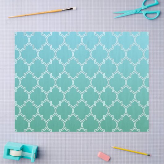 Blauwgroen en wit Abstract geometrisch patroon Tissuepapier (Craft)