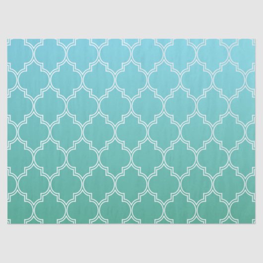 Blauwgroen en wit Abstract geometrisch patroon Tissuepapier (Voorkant)