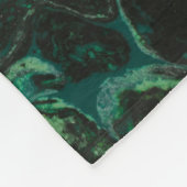 Blauwgroen en wit abstract schilderij fleece deken (Hoek)