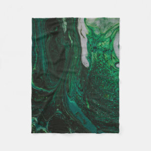 Blauwgroen en wit abstract schilderij fleece deken
