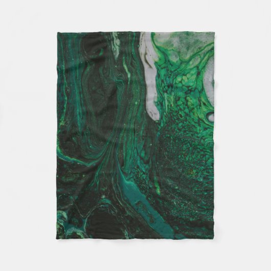 Blauwgroen en wit abstract schilderij fleece deken (Voorkant)